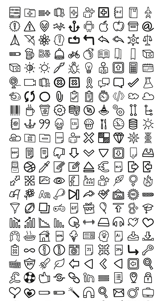 400 hand drawn icons