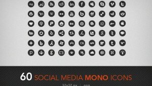 60 social media mono icons