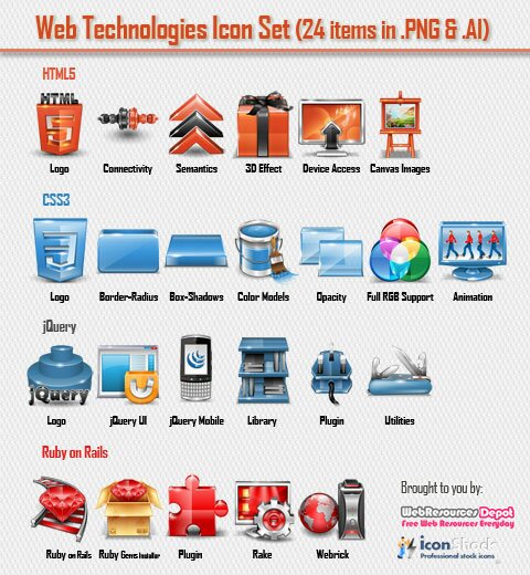 web technologies icons pack