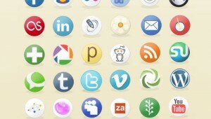 Circular social media icon set