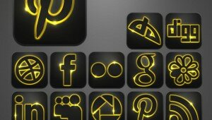 neon glow social media icons