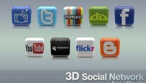 3d social networks icons