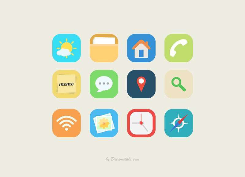 12 Vector Flat Icons
