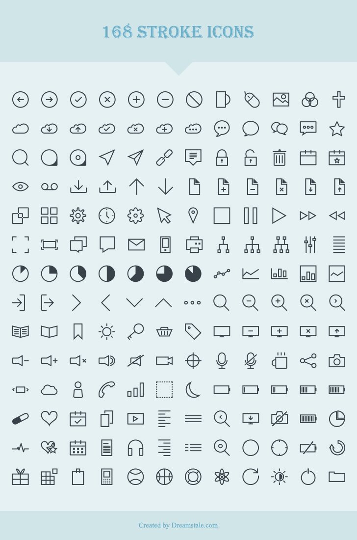 168 vector stroke icons