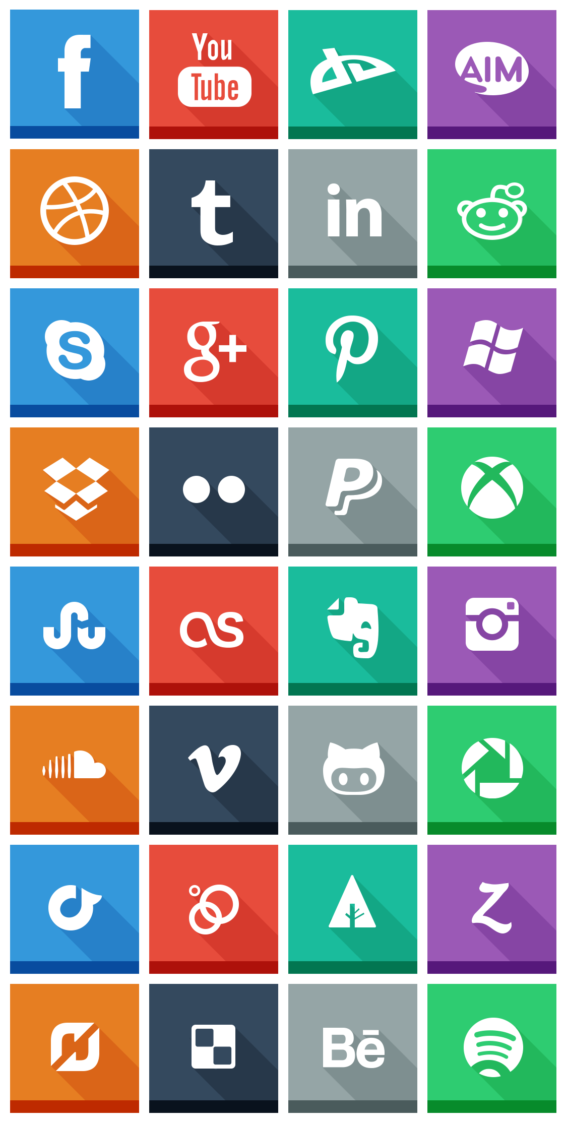 32 flat social icons